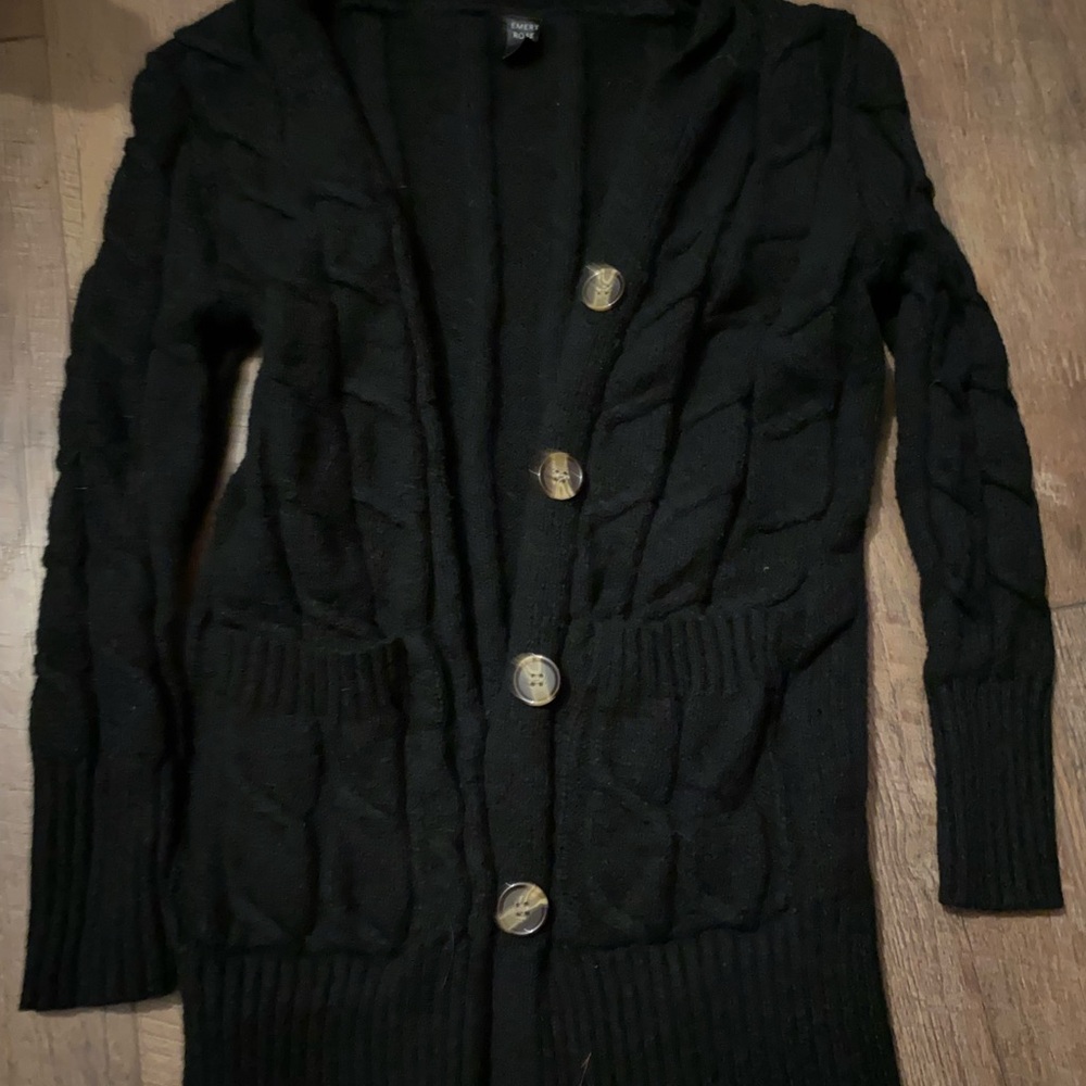 Emery rose black knitted chunky cardigan